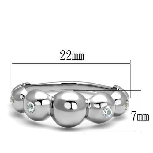 TK3087 - High polished (no plating) Stainless Steel Ring with AAA