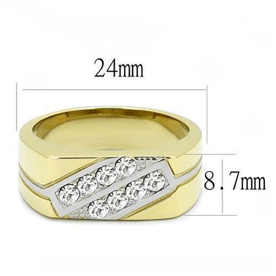 TK3186 - Two-Tone IP Gold (Ion Plating) Stainless Steel Ring with Top