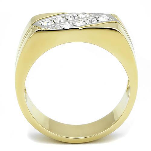 TK3186 - Two-Tone IP Gold (Ion Plating) Stainless Steel Ring with Top