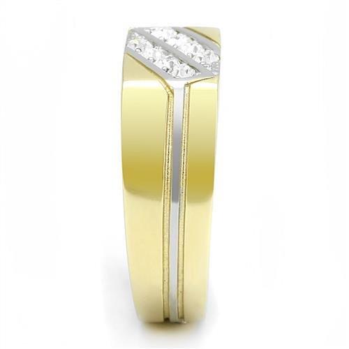 TK3186 - Two-Tone IP Gold (Ion Plating) Stainless Steel Ring with Top