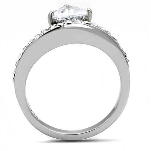 TK3207 - High polished (no plating) Stainless Steel Ring with AAA