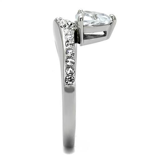 TK3207 - High polished (no plating) Stainless Steel Ring with AAA