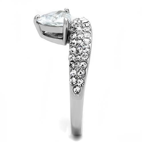 TK3207 - High polished (no plating) Stainless Steel Ring with AAA