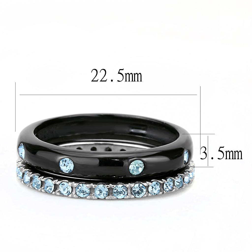 TK3233 - Two-Tone IP Black (Ion Plating) Stainless Steel Ring with Top