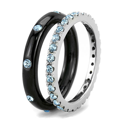 TK3233 - Two-Tone IP Black (Ion Plating) Stainless Steel Ring with Top