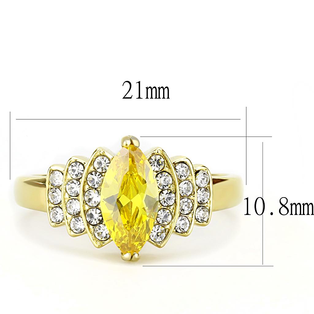 TK3239 - IP Gold(Ion Plating) Stainless Steel Ring with AAA Grade CZ