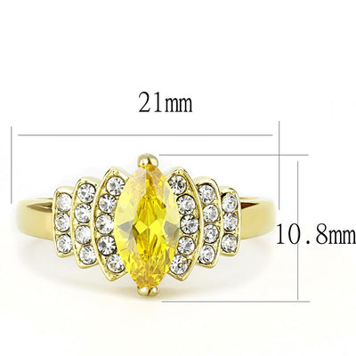 TK3239 - IP Gold(Ion Plating) Stainless Steel Ring with AAA Grade CZ