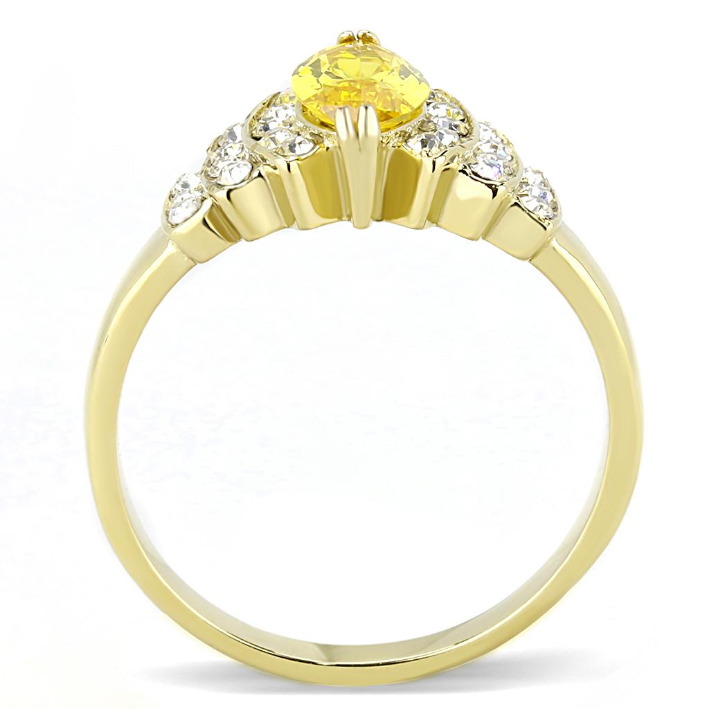 TK3239 - IP Gold(Ion Plating) Stainless Steel Ring with AAA Grade CZ