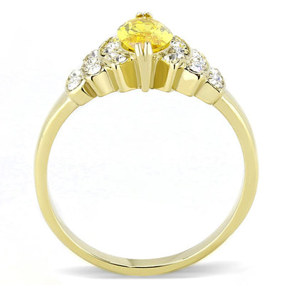 TK3239 - IP Gold(Ion Plating) Stainless Steel Ring with AAA Grade CZ