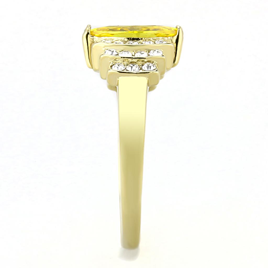 TK3239 - IP Gold(Ion Plating) Stainless Steel Ring with AAA Grade CZ