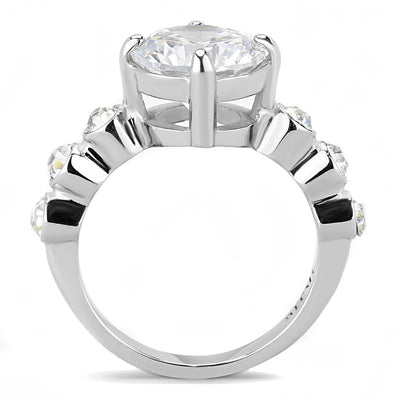 TK3247 - High polished (no plating) Stainless Steel Ring with AAA