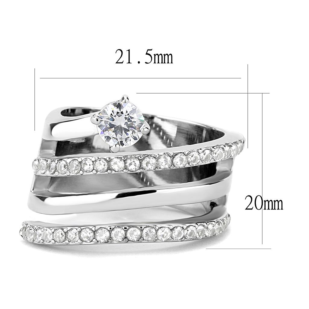 TK3254 - High polished (no plating) Stainless Steel Ring with AAA