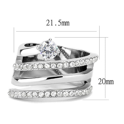 TK3254 - High polished (no plating) Stainless Steel Ring with AAA