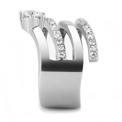 TK3254 - High polished (no plating) Stainless Steel Ring with AAA