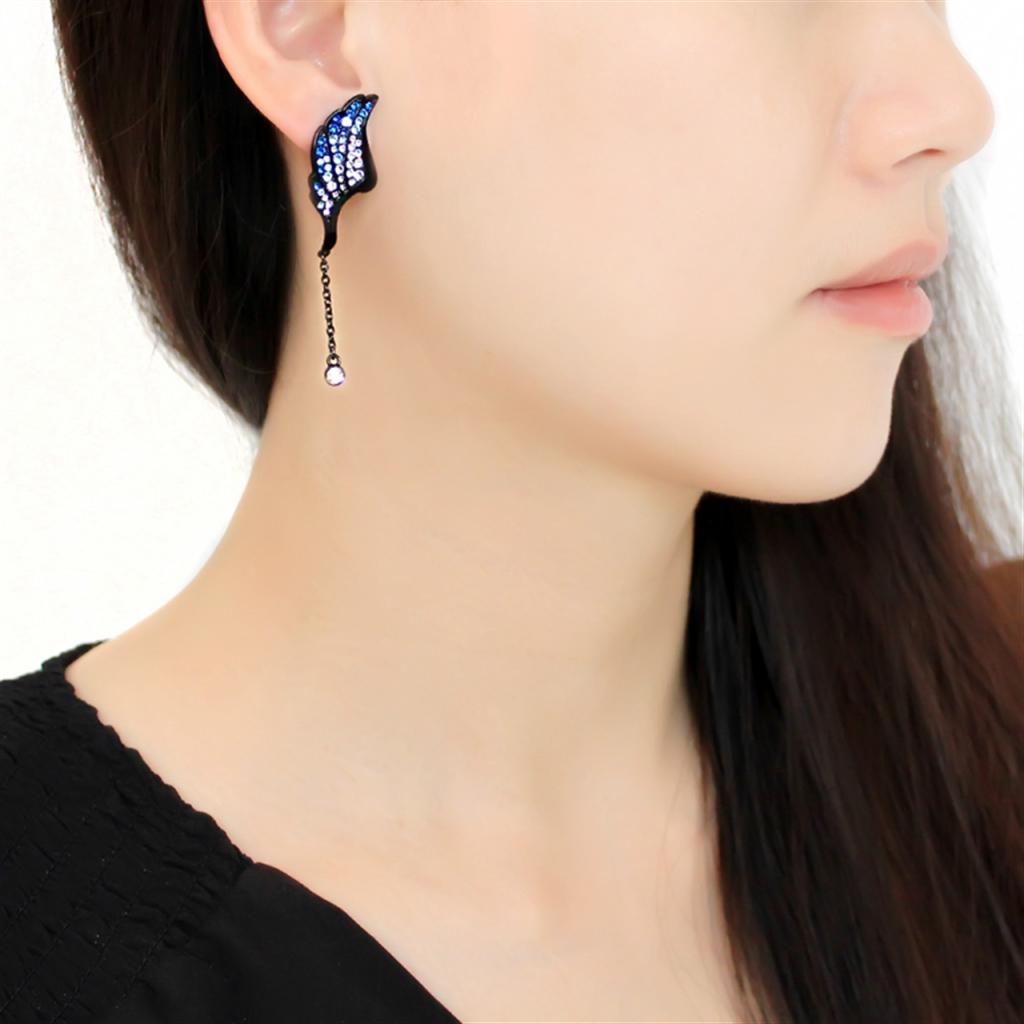 TK3469 - IP Black(Ion Plating) Stainless Steel Earrings with Top Grade