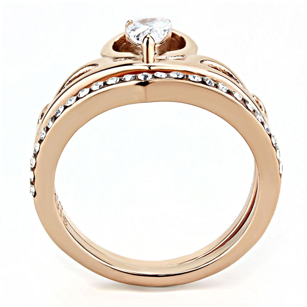 TK3518 - IP Rose Gold(Ion Plating) Stainless Steel Ring with AAA Grade