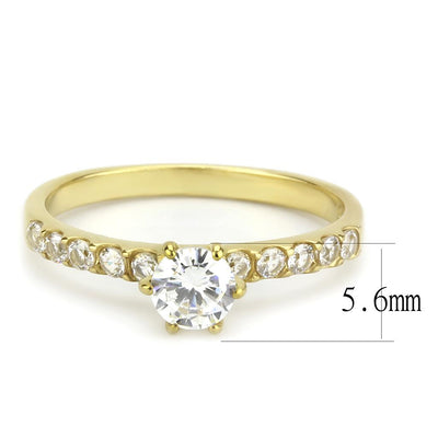 TK3605 - IP Gold(Ion Plating) Stainless Steel Ring with AAA Grade CZ