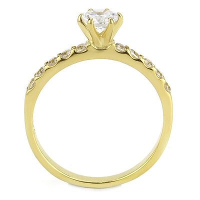 TK3605 - IP Gold(Ion Plating) Stainless Steel Ring with AAA Grade CZ