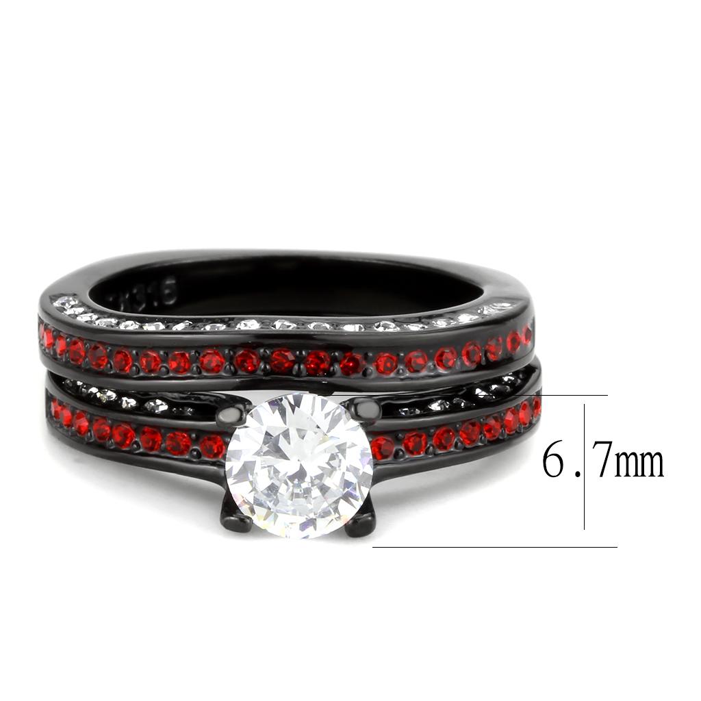 TK3695 - IP Black(Ion Plating) Stainless Steel Ring with AAA Grade CZ