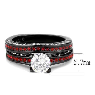 TK3695 - IP Black(Ion Plating) Stainless Steel Ring with AAA Grade CZ