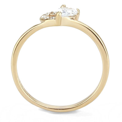 TK3713 - IP Rose Gold(Ion Plating) Stainless Steel Ring with AAA Grade