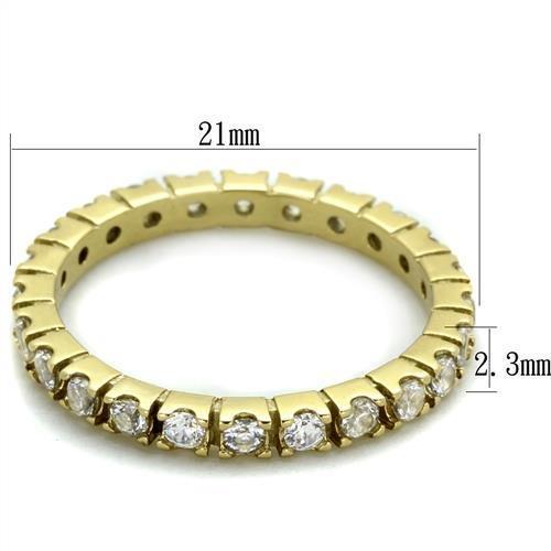 TK45202G - IP Gold(Ion Plating) Stainless Steel Ring with AAA Grade CZ