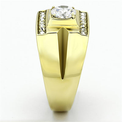 TK777 - IP Gold(Ion Plating) Stainless Steel Ring with AAA Grade CZ