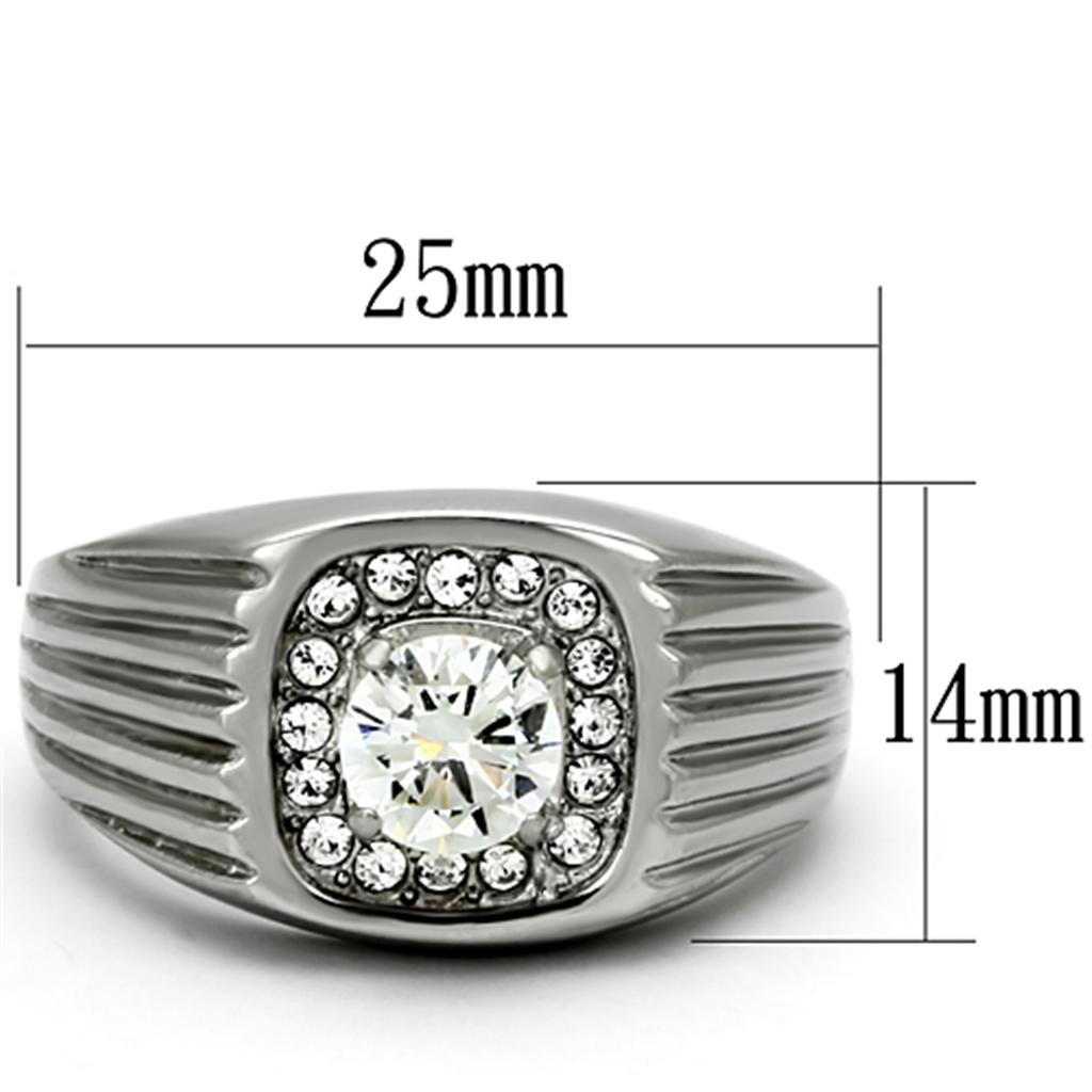 TK943 - High polished (no plating) Stainless Steel Ring with AAA Grade