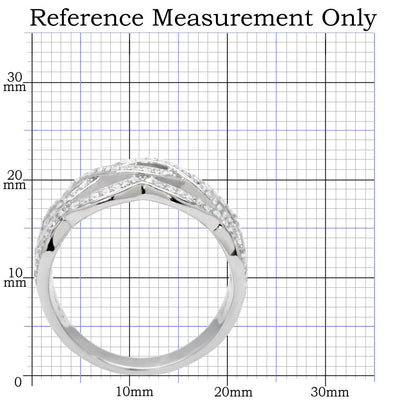 TS010 - Rhodium 925 Sterling Silver Ring with AAA Grade CZ  in Clear