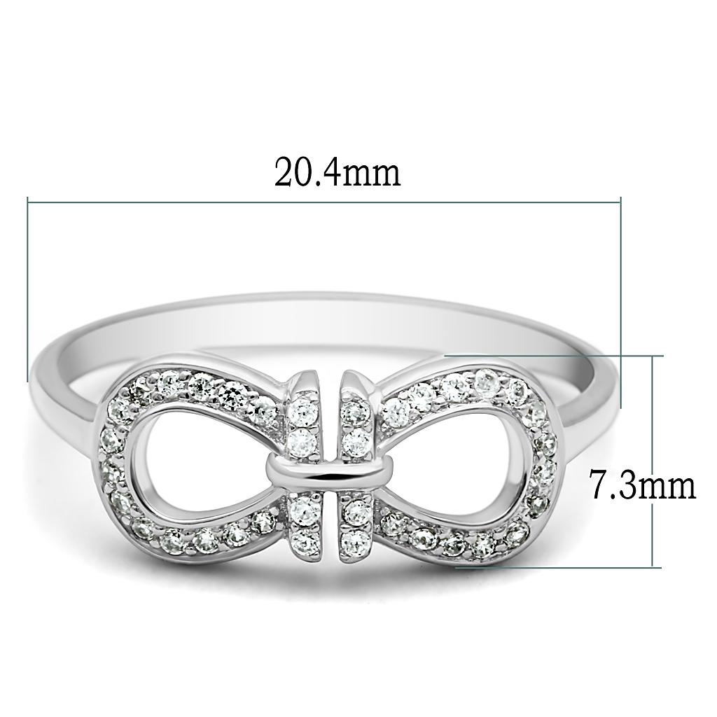 TS047 Rhodium 925 Sterling Silver Ring with AAA