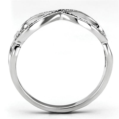 TS088 - Rhodium 925 Sterling Silver Ring with AAA Grade CZ  in Clear