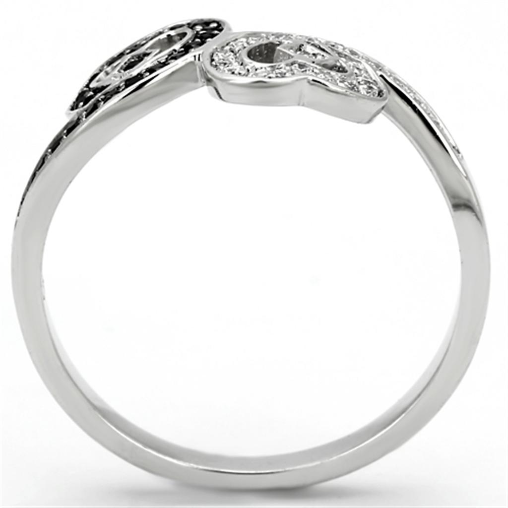 TS125 - Rhodium 925 Sterling Silver Ring with AAA Grade CZ  in Black