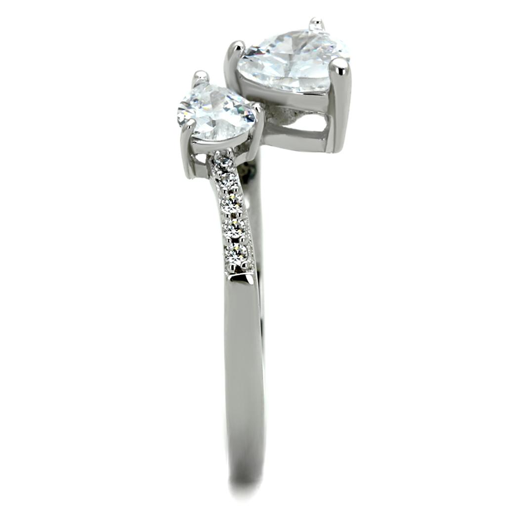 TS271 - Rhodium 925 Sterling Silver Ring with AAA Grade CZ  in Clear