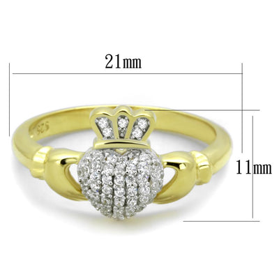 TS342 - Gold+Rhodium 925 Sterling Silver Ring with AAA Grade CZ  in