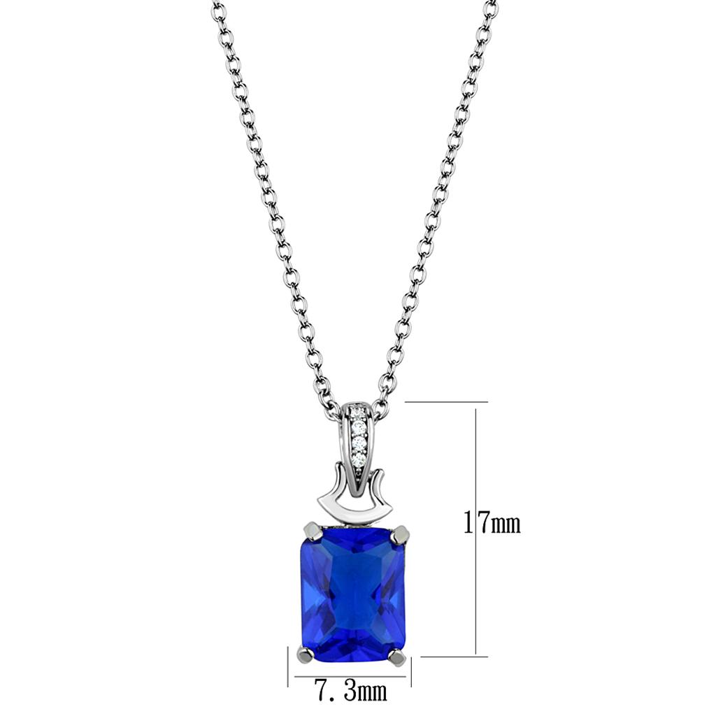 TS449 - Rhodium 925 Sterling Silver Chain Pendant with Synthetic