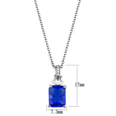 TS449 - Rhodium 925 Sterling Silver Chain Pendant with Synthetic