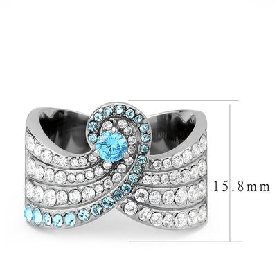 TK3572 - No Plating Stainless Steel Ring with AAA Grade CZ  in Sea