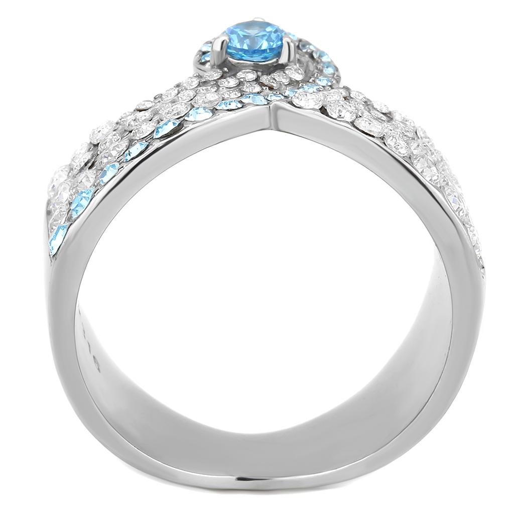 TK3572 - No Plating Stainless Steel Ring with AAA Grade CZ  in Sea