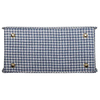 Top Handle Eco Wool Fabric Handbag Blue