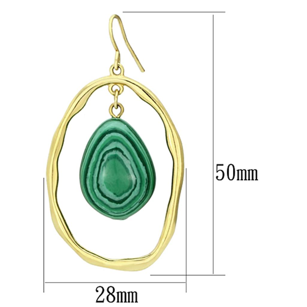 VL072 - IP Gold(Ion Plating) Brass Earrings with Synthetic MALACHITE