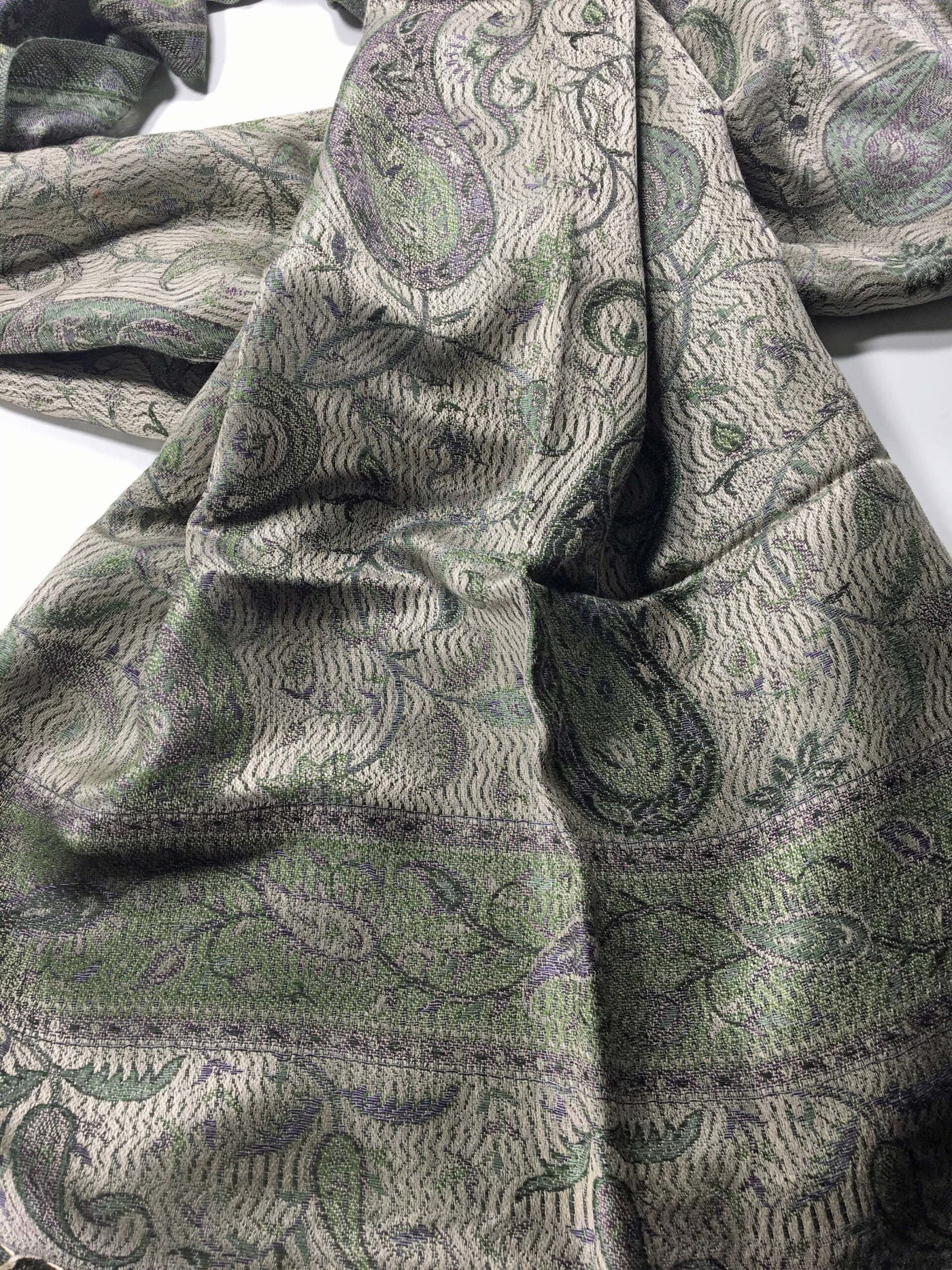 Sage Modal Jamawar Pashmina Scarf