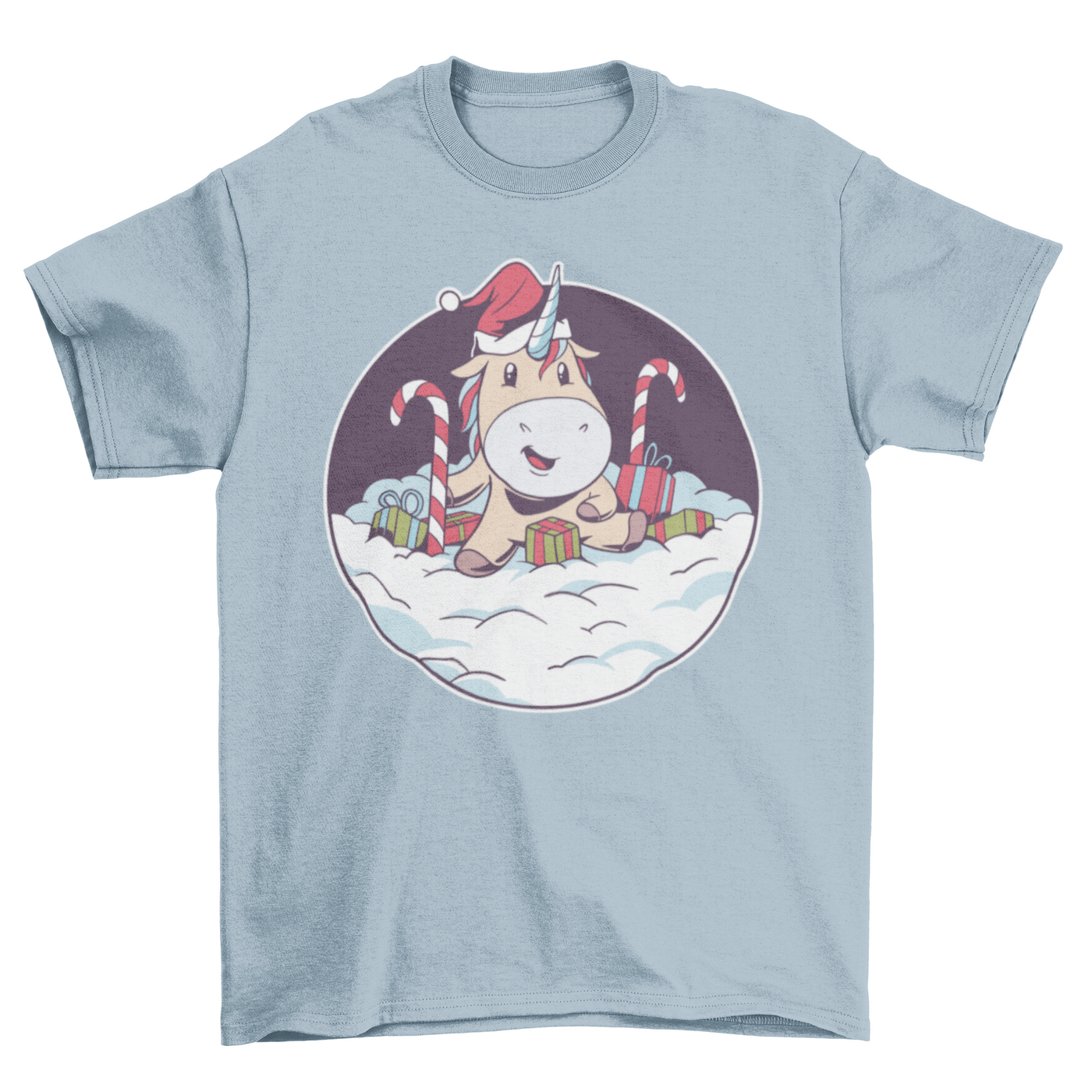 Santa unicorn snow t-shirt design