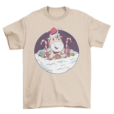 Santa unicorn snow t-shirt design