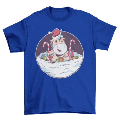 Santa unicorn snow t-shirt design