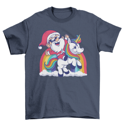 Cute santa unicorn t-shirt