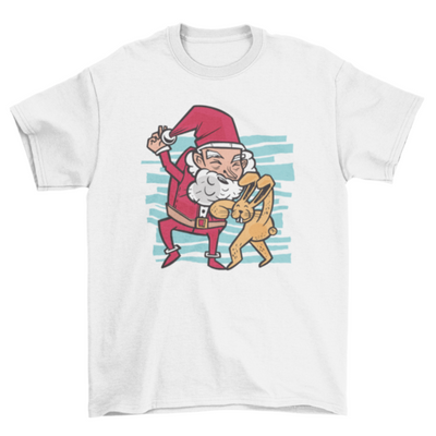 Easter bunny kicking santa t-shirt design