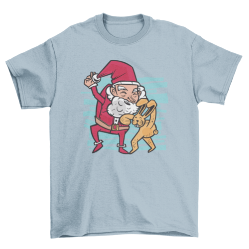 Easter bunny kicking santa t-shirt design