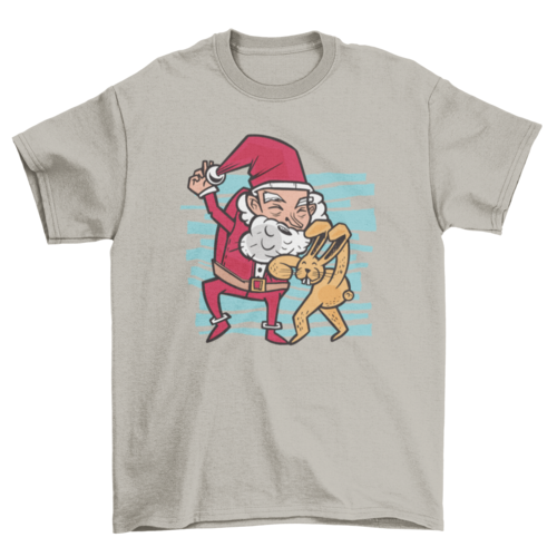 Easter bunny kicking santa t-shirt design