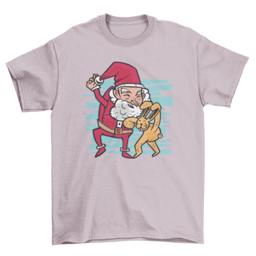 Easter bunny kicking santa t-shirt design