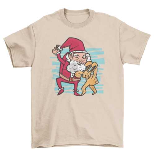 Easter bunny kicking santa t-shirt design